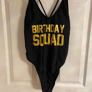 Birthday Squad swimsuit Size L.